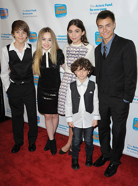 Corey Fogelmanis, Sabrina Carpenter, Rowan Blanchard, August Maturo and Peyton Meyer arrive at The Actor's Fund 2014 The Looking Ahead Awards at Taglyan Cultural Complex on December 4, 2014 in Hollywood, California. — frame 1/3 (453×612)