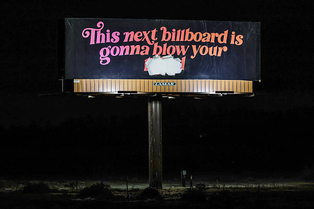 General view of Sabrina Carpenter's Coachella Music Festival billboard on April 09, 2026 in Indio, California