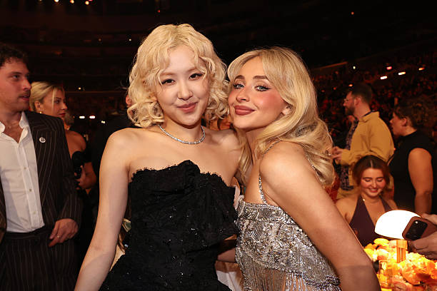 Rosé and Sabrina Carpenter attend the 68th GRAMMY Awards at Crypto.com Arena on February 01, 2026 in Los Angeles, Cal...