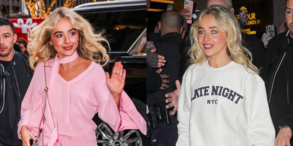 Sabrina Carpenter Arrives for ‘Meyers’ Taping in Cute Pink Dress, Leaves in ‘Late Night’ Sweatshirt (1000×500)