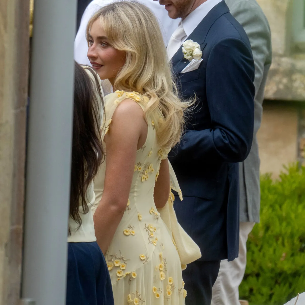 Sabrina Carpenter Butter Yellow Floral Gown at Eng