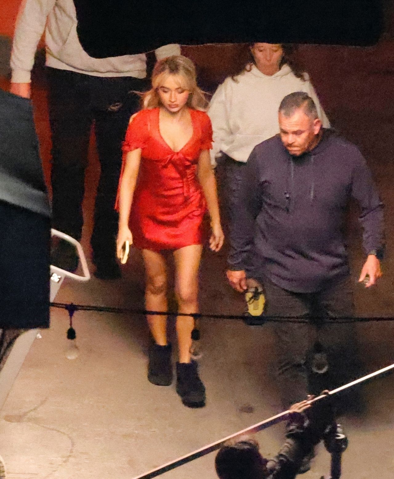 Sabrina Carpenter in Mirror Palais Red Dress Filmi