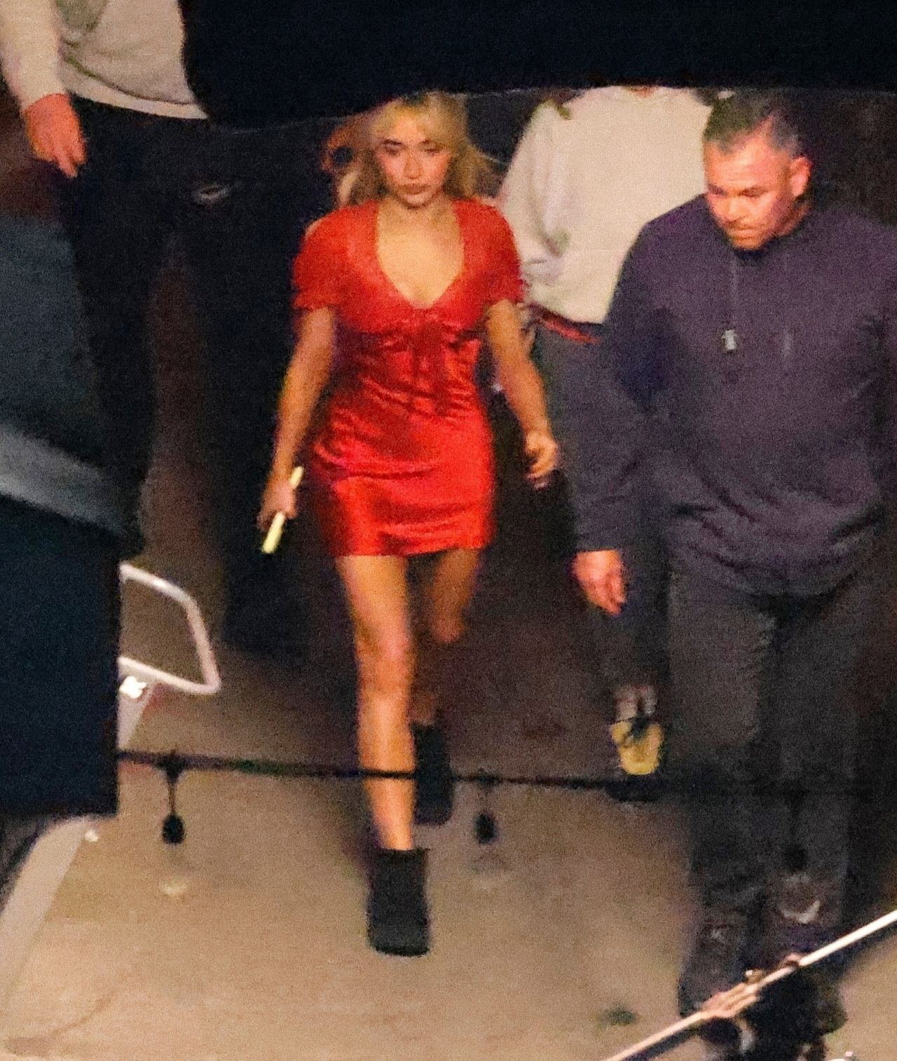 Sabrina Carpenter in Mirror Palais Red Dress Filmi