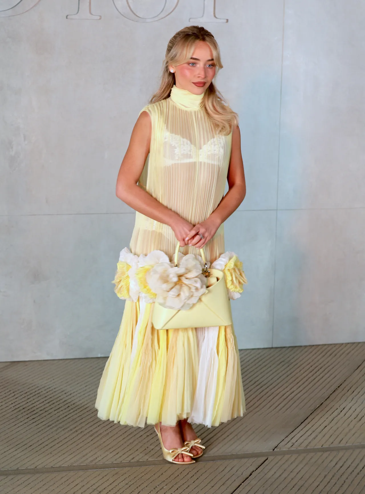 Sabrina Carpenter in Sheer Yellow Dior at Lacma