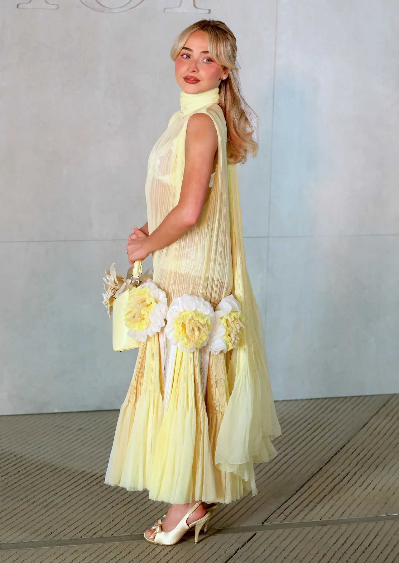 Sabrina Carpenter in Sheer Yellow Dior at Lacma
