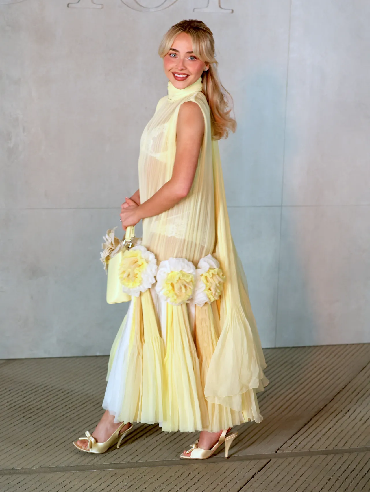 Sabrina Carpenter in Sheer Yellow Dior at Lacma