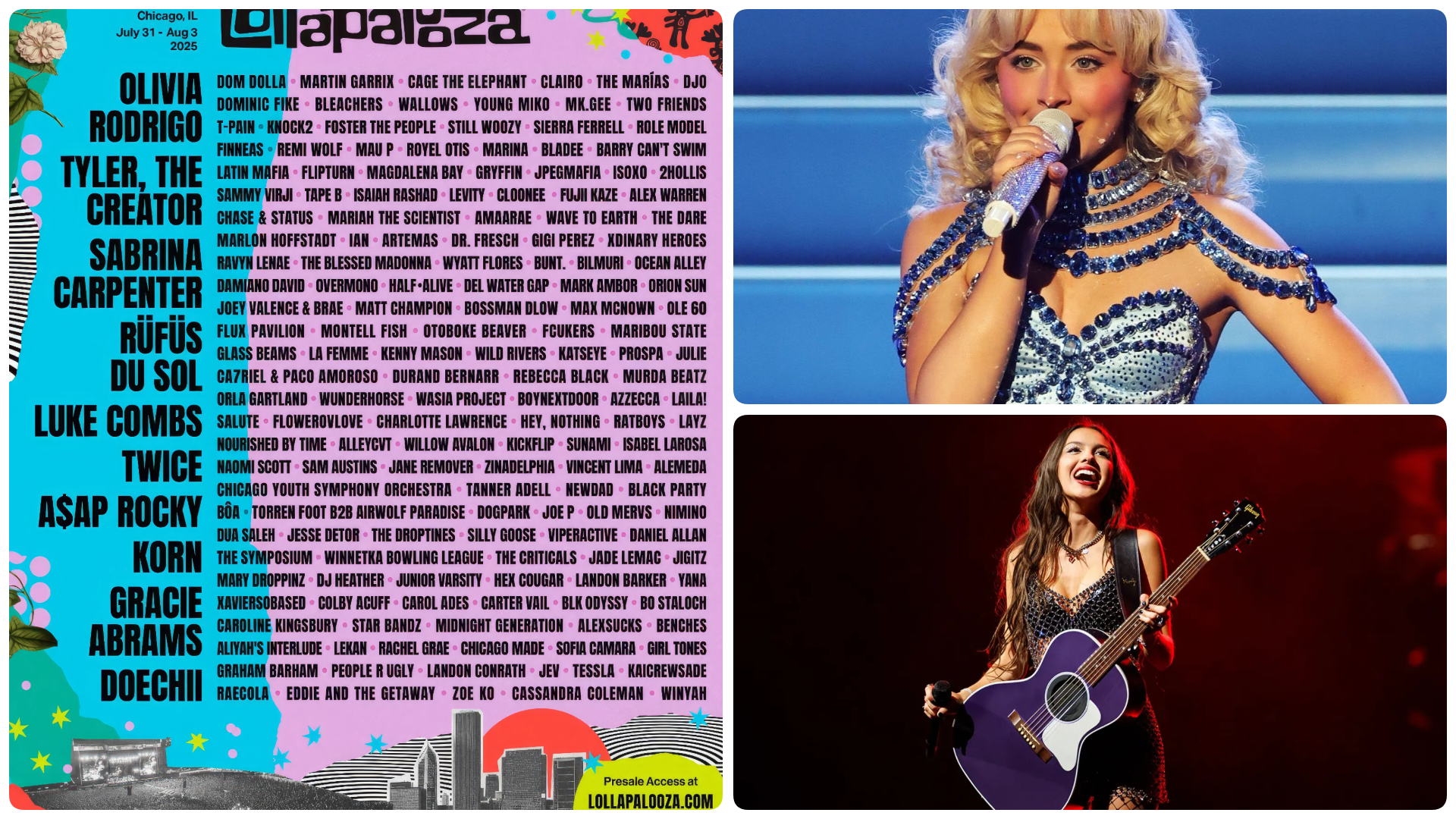 Sabrina Carpenter Lollapalooza 2025 Lineup Rodrigo Carpenter Headlin (1920×1080)