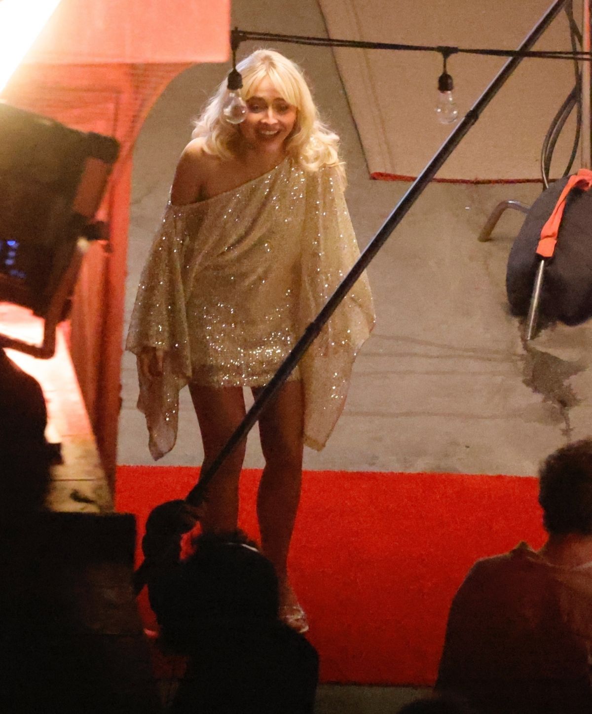 Sabrina Carpenter on the Set of a Super Bowl Comme