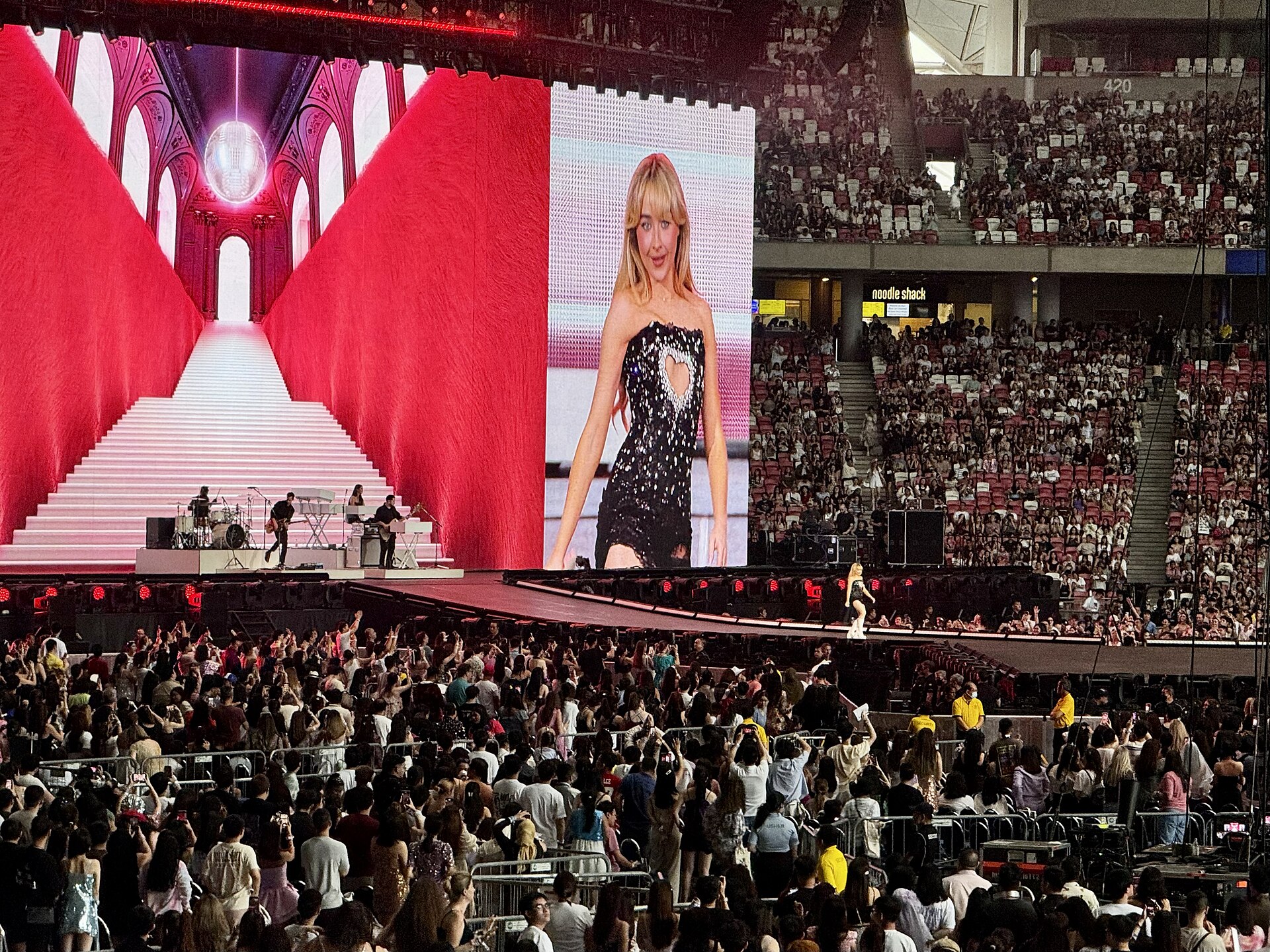 Sabrina Carpenter performing as the opening act for the Singapore stop of The Eras Tour, at the Singapore National Stadium, on 9 March 2024. (3737×2803)