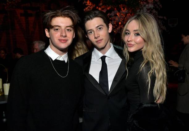 Thomas Barbusca, Griffin Gluck and Sabrina Carpenter attend the "Locke & Key" Los Angeles Premiere After Party at the Liaison Restaurant + Lounge on February 05, 2020 in Hollywood, California. (612×424)